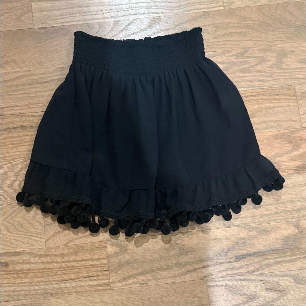 Ramy Brook Black Pom-Pom Trim Coverup Skirt